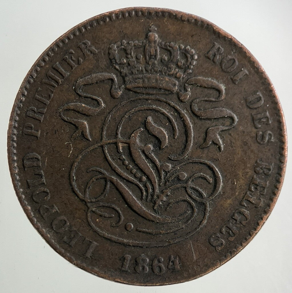 1864 Belgium 2 Centimes Coin | Fine Collectable Grade
