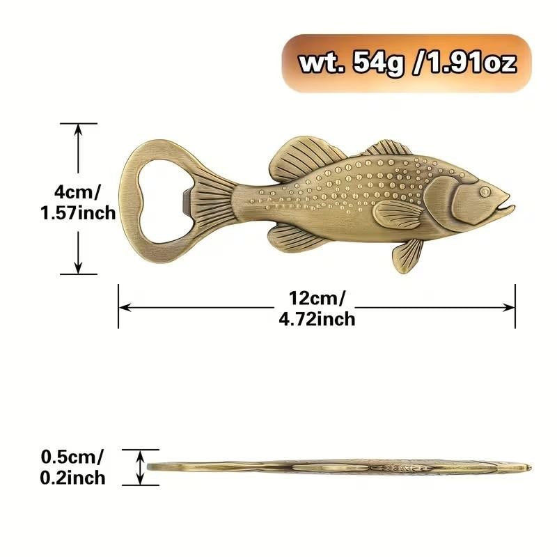 Metal Brass Sea Bass Fish Fishing Bottle Opener Premium Gift UK