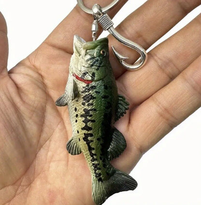 Mini Bass Fish Fishing Shaped Keyring Premium Keychain Gift UK