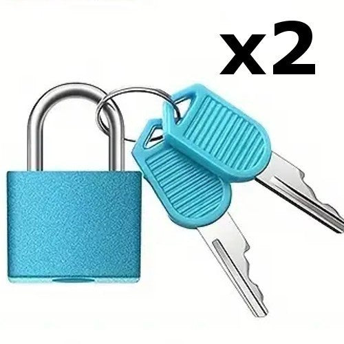 x2 Blue Small Metal Security Lock Luggage Case Padlock Backpack Lock UK Stock