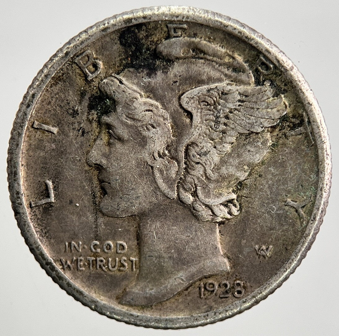 1928 - S US USA Mercury Dime Silver Coin | Very High Grade