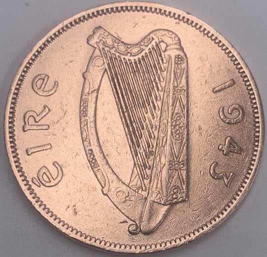 1943 Irish One Penny Coin | Fine Collectable Grade