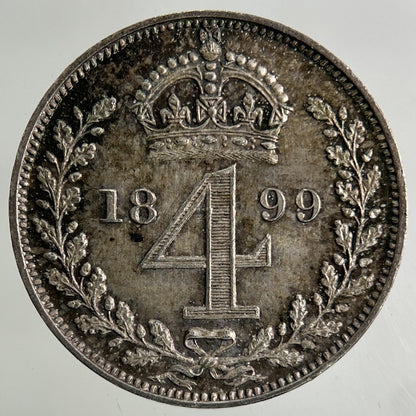 1899 Victoria Maundy Four - Pence Silver Coin | Very High Grade