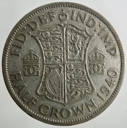 1940 George VI Half - Crown Silver Coin | Fine Collectable Grade