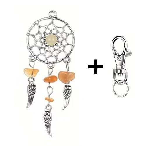 Mini Metal Orange Stones Dream Catcher Charm Keyring Keychain Gift UK