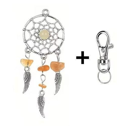 Mini Metal Orange Stones Dream Catcher Charm Keyring Keychain Gift UK