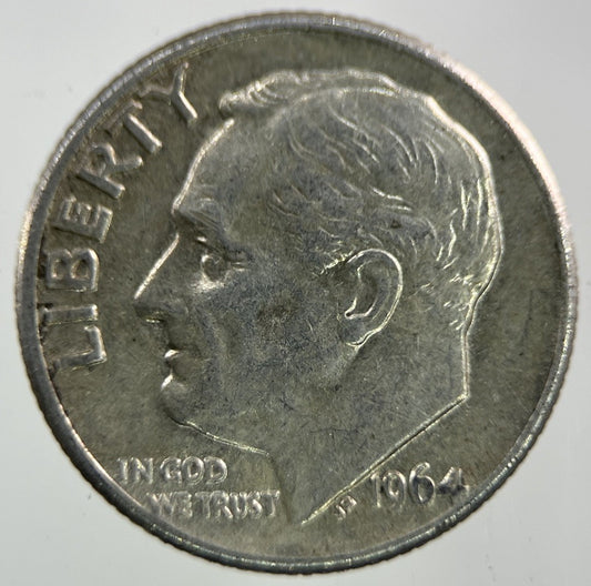 1964 - D US USA Roosevelt Dime Silver Coin | Fine Collectable Grade