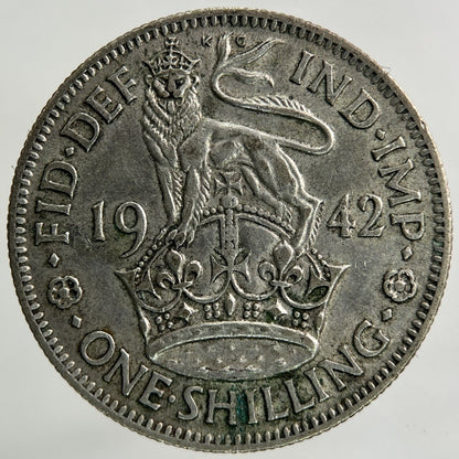 1942 George VI Shilling Silver Coin | Fine Collectable Grade