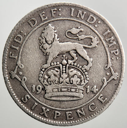 1914 George V Sixpence Silver Coin | Collectable Grade | a1257