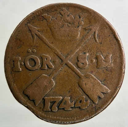 1744 Sweden 1 Ore Coin | Collectable Grade
