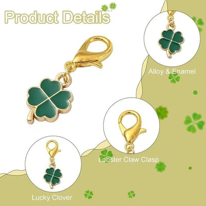 Mini Four - Leaf Clover Lucky Charm Shaped Keyring Premium Keychain Gift UK