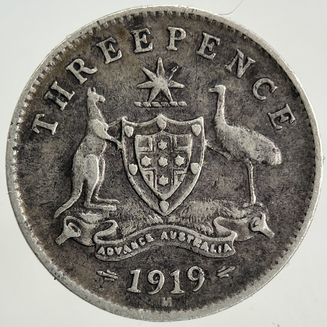 1919 - M Australia Threepence Silver Coin | Fine Collectable Grade