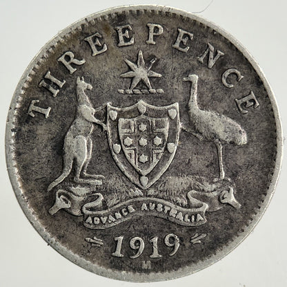 1919 - M Australia Threepence Silver Coin | Fine Collectable Grade