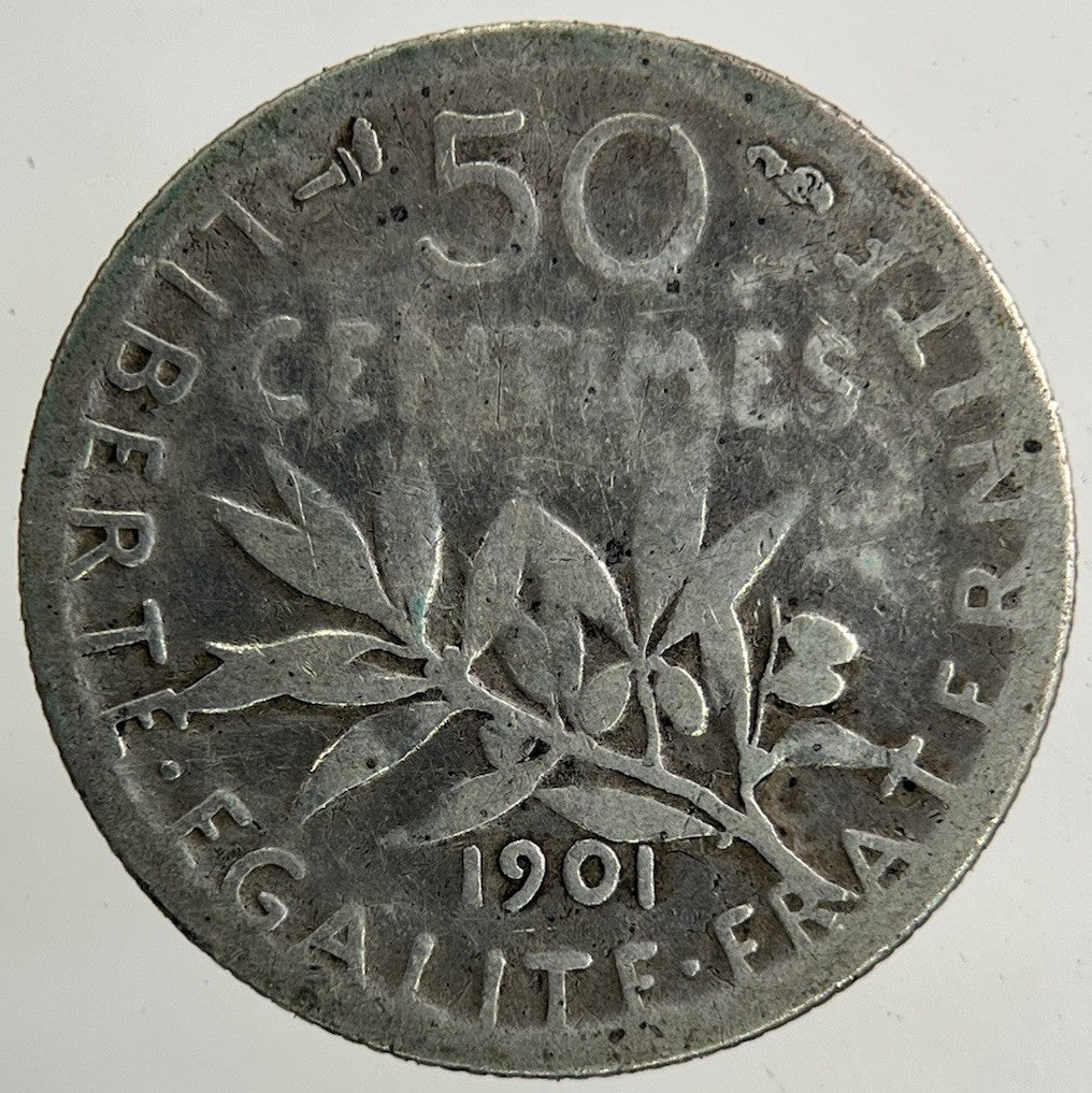 1901 France 50 Centimes Silver Coin | Fair Grade