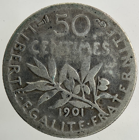 1901 France 50 Centimes Silver Coin | Fair Grade