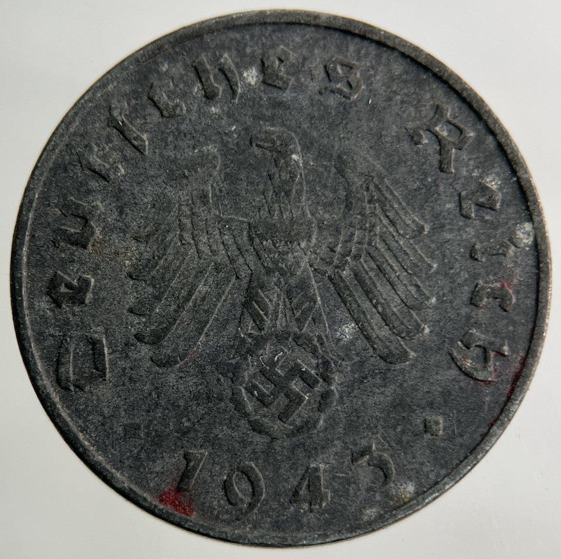 1943 Germany German Nazi 10 Pfennig Coin | Fine Collectable Grade