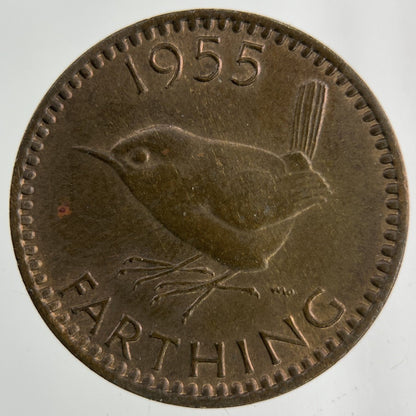 1955 Elizabeth II 2nd Wren Farthing Coin | Fine Collectable Grade