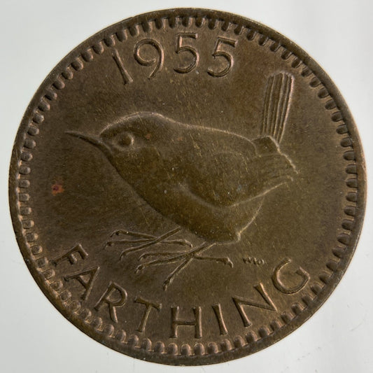 1955 Elizabeth II 2nd Wren Farthing Coin | Fine Collectable Grade