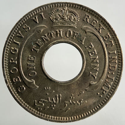 1944 West Africa 1/10 One Tenth Of A Penny Coin | Very Fine Grade
