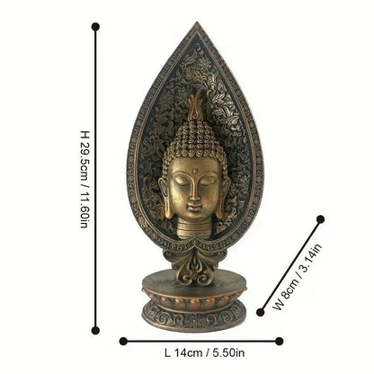 Meditating Buddha Head Resin Statue Home Sculpture Gift UK