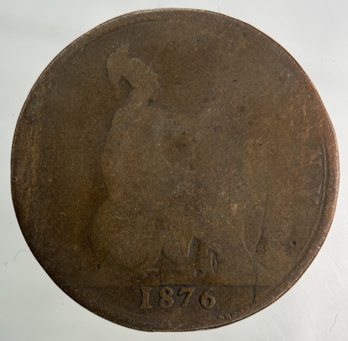 1876 - H Victoria One Penny Coin | Fair Grade
