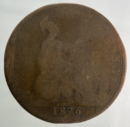 1876 - H Victoria One Penny Coin | Fair Grade
