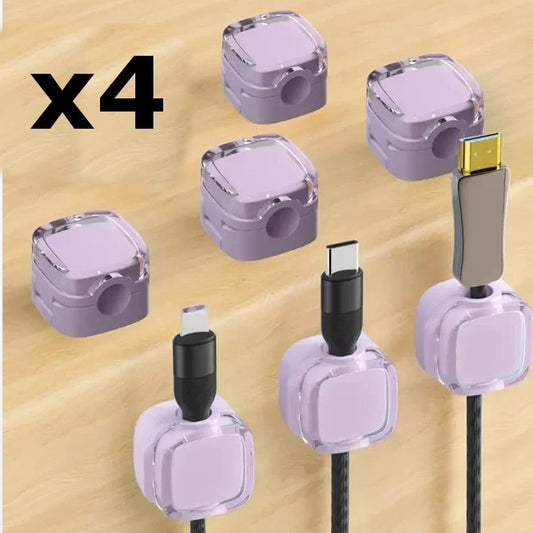 4 x Purple Magnetic Charger Cable Holders Phone Tablet iPad iPhone Samsung - UK