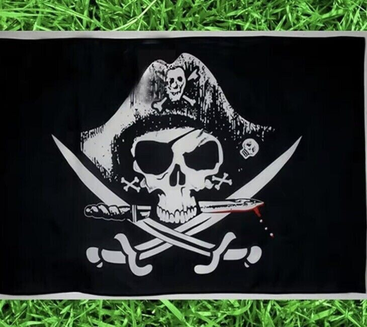 150 cm x 90 cm PIRATE FLAG With EYELETS Camping Caravan Motor - Home Boat