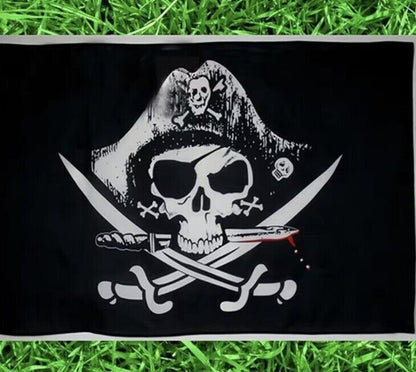 150 cm x 90 cm PIRATE FLAG With EYELETS Camping Caravan Motor - Home Boat