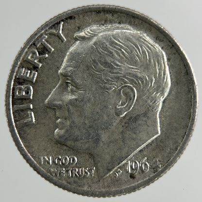 1964 US USA Roosevelt Dime Silver Coin | Fine Collectable Grade