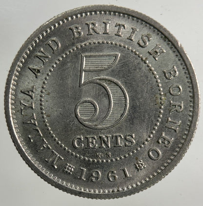 1961 Malaya Settlement Straits 5 Cents Coin | Fine Collectable Grade