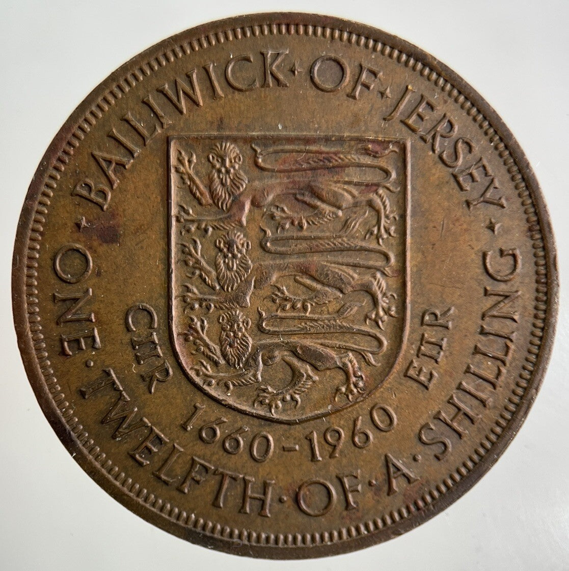 1960 Jersey 1/12 One Twelfth Of A Shilling Coin | Fine Collectable Grade
