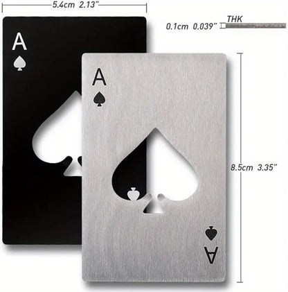 2 x Metal Black & Silver Ace Playing Card Bottle Opener Premium Gift UK
