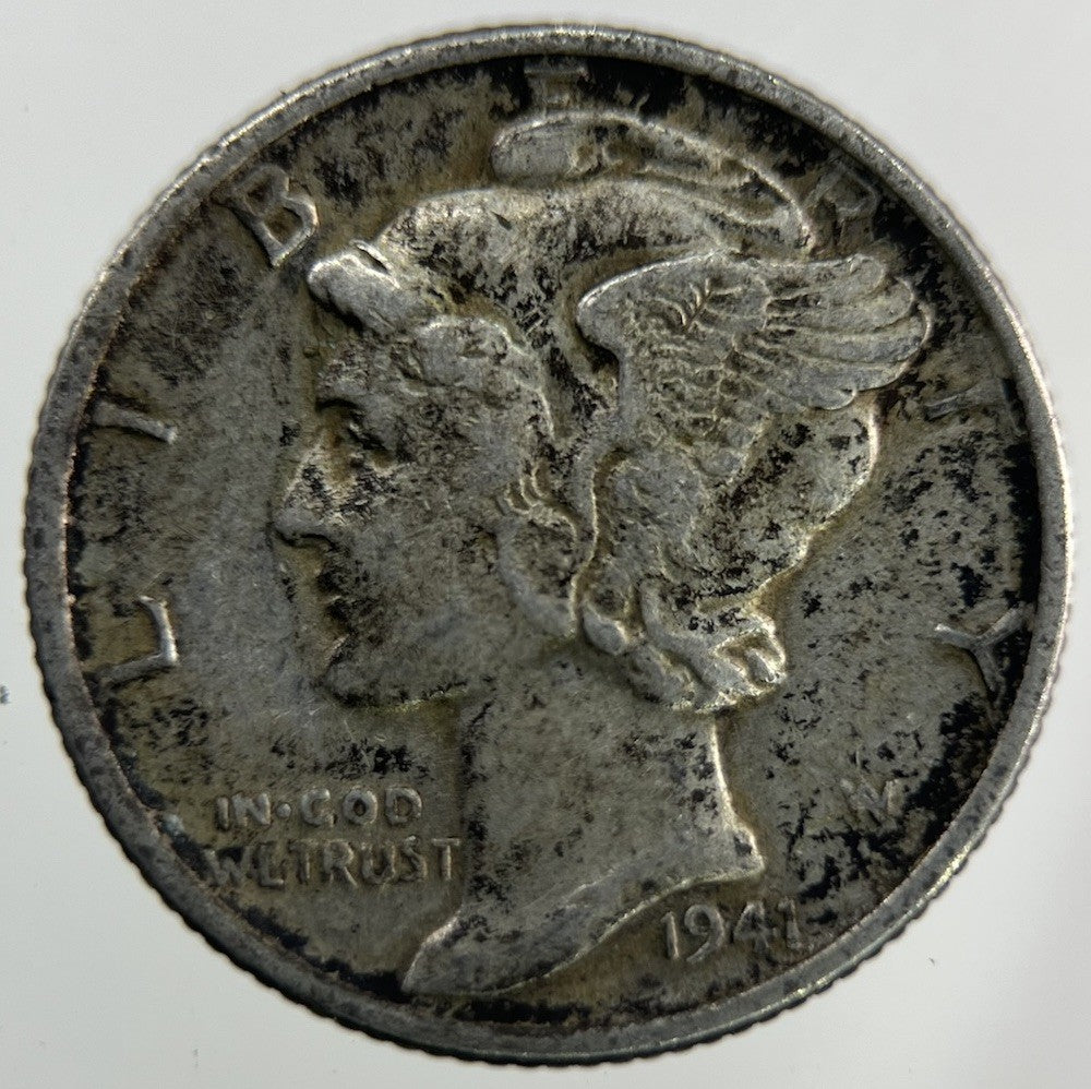 1941 US USA Mercury Dime Silver Coin | Fine Collectable Grade