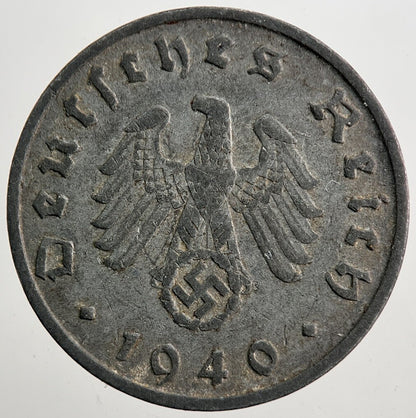 1940 - B Nazi Germany 10 Pfennig Coin | Very High Grade