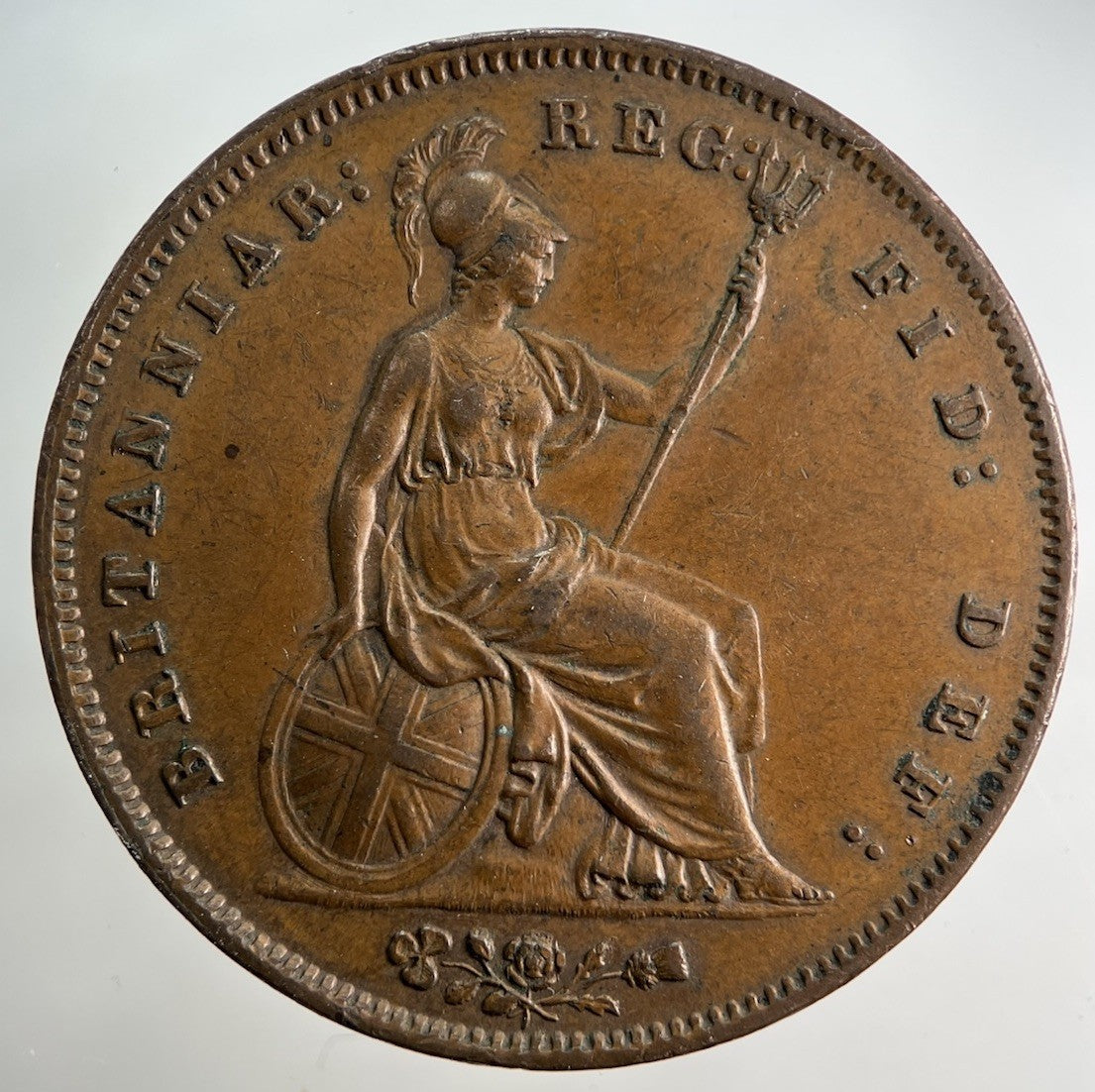 1858 Victoria One Penny Coin | Very Fine Grade