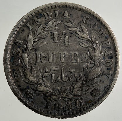 1840 East India Company 1/4 Quarter Anna Silver Coin | Collectable Grade