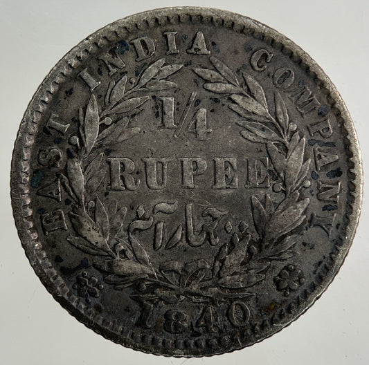 1840 East India Company 1/4 Quarter Anna Silver Coin | Collectable Grade
