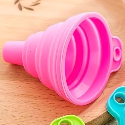 1pc Pink Silicone Collapsable Funnel Kitchen for Water Bottle Liquid Transfer