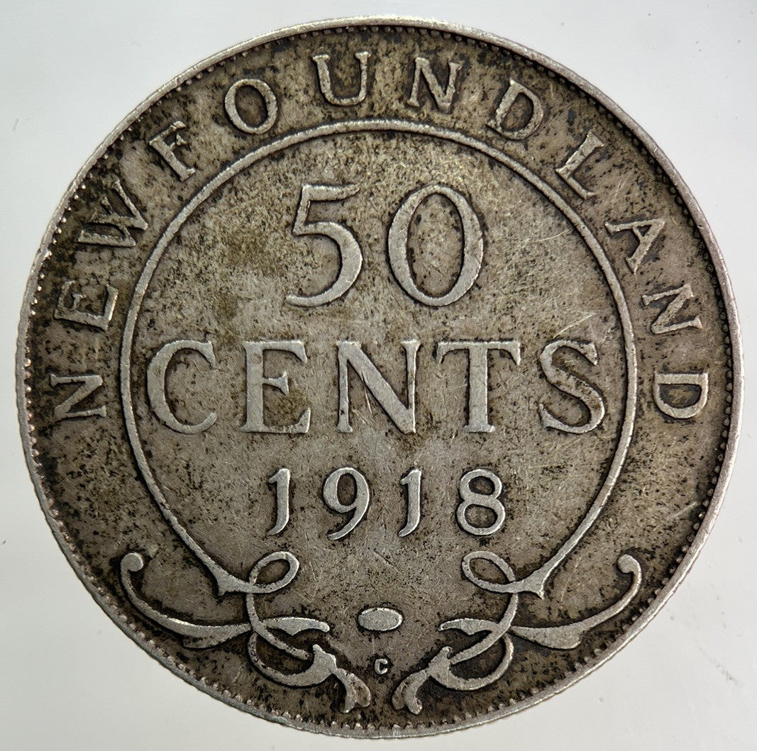 1918 Canada New Found - land 50 Cents Silver Coin | Very High Grade