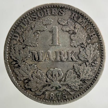 1875 Germany 1 Mark Silver Coin | Fine Collectable Grade