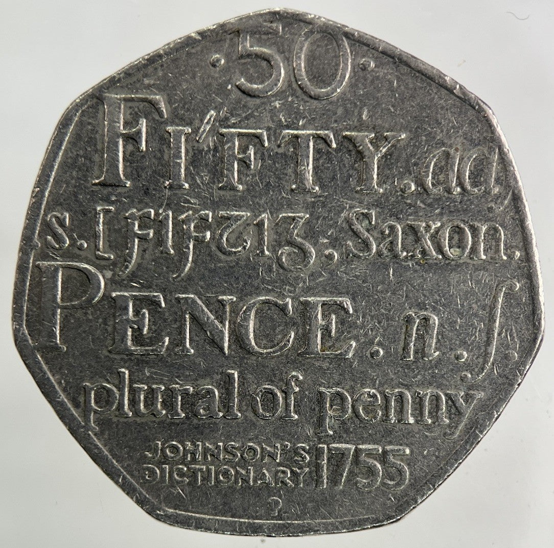 2005 Samuel Johnsons Dictionary 50p Fifty - Pence Coin | Collectable Grade