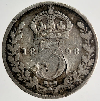 1898 Veiled Head Victoria Threepence Silver Coin | Collectable Grade | a4027