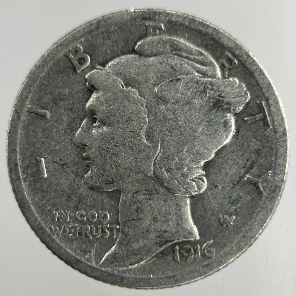 1916 US USA Mercury Dime Silver Coin | Collectable Grade