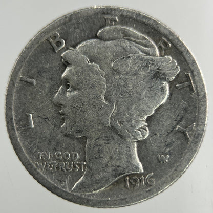 1916 US USA Mercury Dime Silver Coin | Collectable Grade