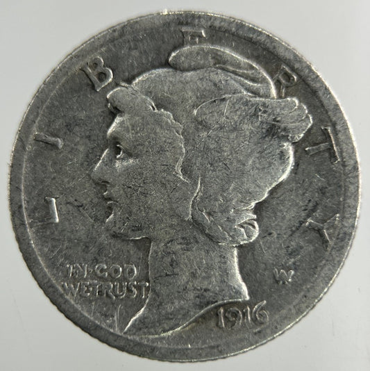 1916 US USA Mercury Dime Silver Coin | Collectable Grade