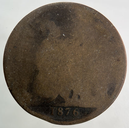1876 - H Victoria One Penny Coin | Fair Grade