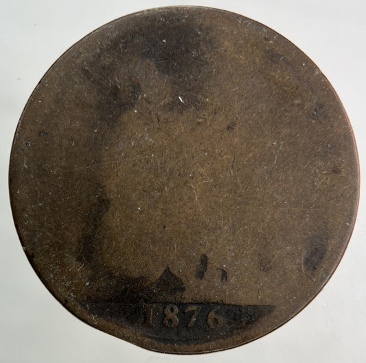 1876 - H Victoria One Penny Coin | Fair Grade
