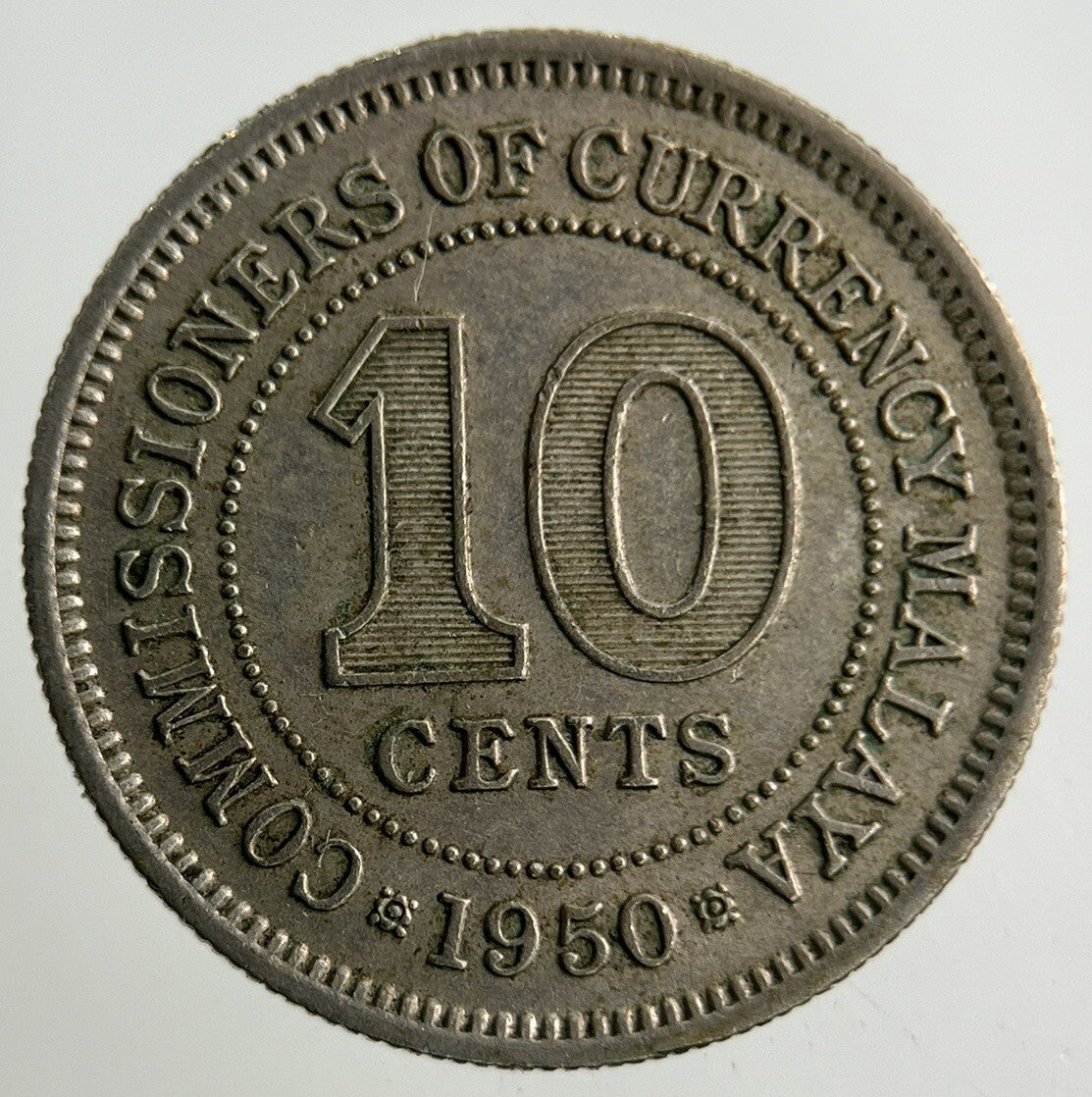 1950 Malaya 10 Cents Coin | Fine Collectable Grade