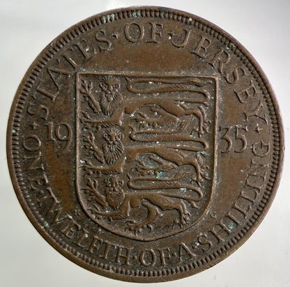 1935 Jersey 1/12 One Twelfth Of A Shilling Coin | Fine Collectable Grade